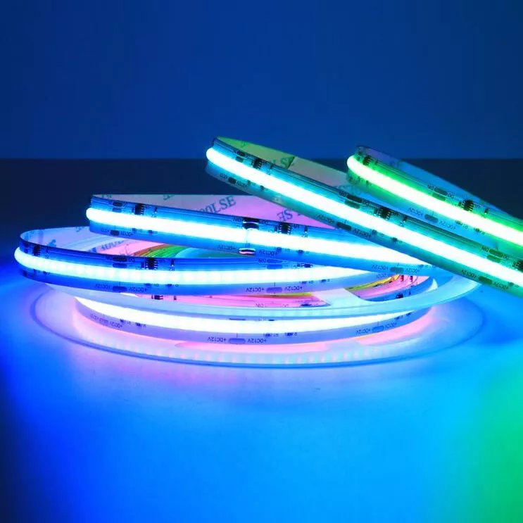 Fita de LED COB RGB inteligente Rgbic 576LEDs de alta densidade flexível