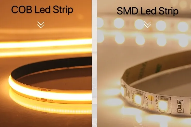 Iluminação Linear COB LED Flexível de Alta Densidade Dimerizável DC12V 24V Faixa de LED COB de Baixa Queda de Tensão