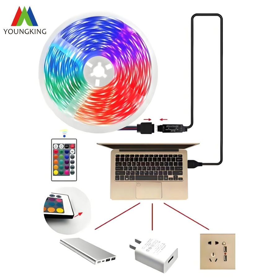5V Pi20 Caixa de Cores 270d 2835 Conjunto de Fita LED RGB 24 Controle IR Chave 5V USB RGB 2835 Kit de Fita LED RGB Conjunto RGB Kit Fita LED RGB