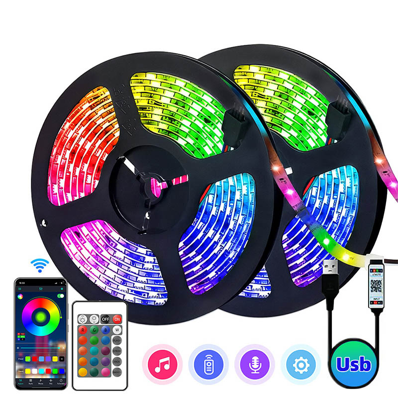 Controle Remoto USB 5V Luz de Fundo da TV do Quarto Fita LED Inteligente Rgbic