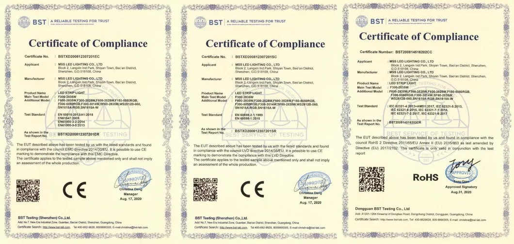 Fita de LED SMD de Alta Brilho 24V 2835 para Uso Externo com IP68 Impermeável e Certificação CE