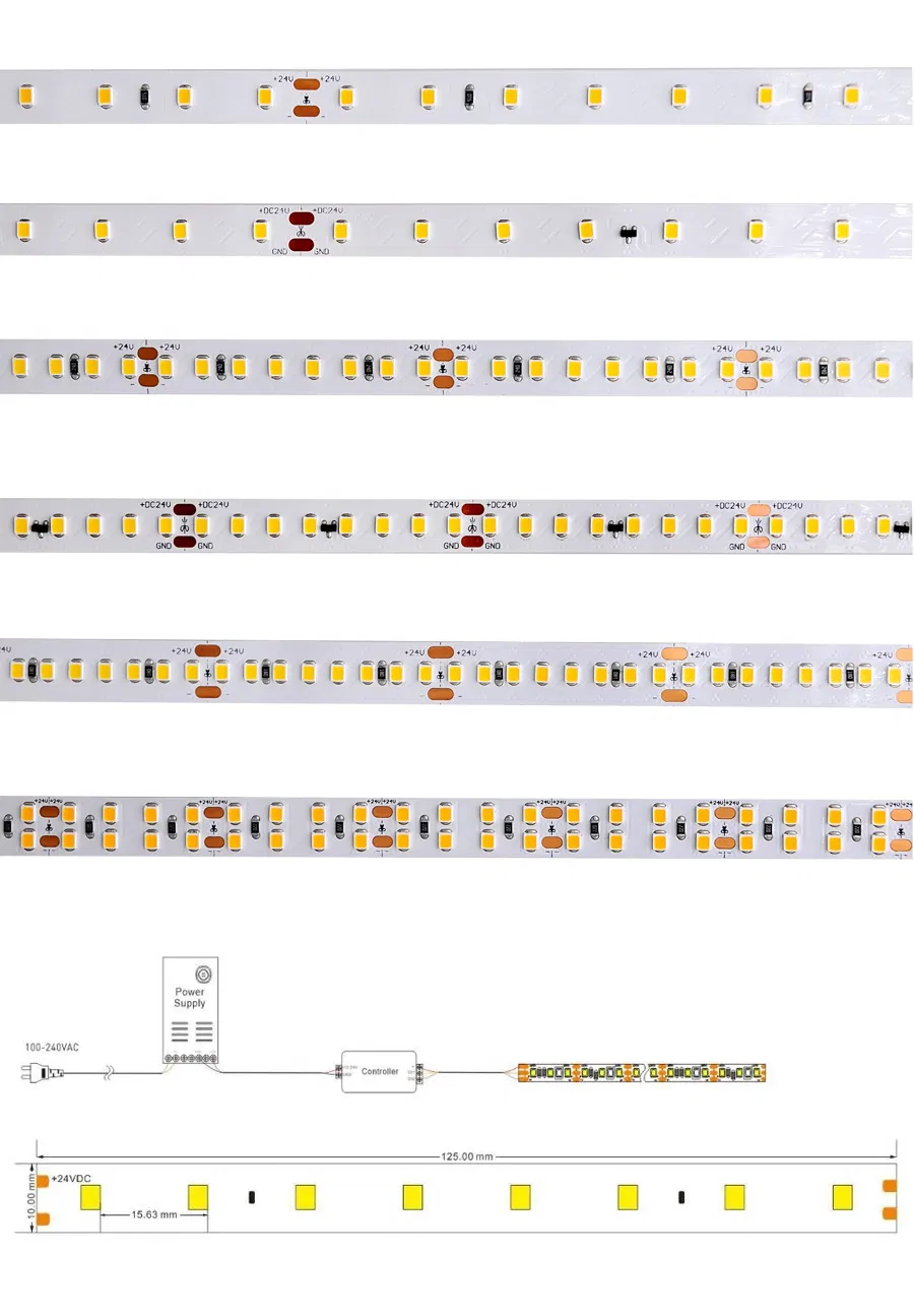 Fita de Luz LED SMD 2835 Decorativa à Prova d'Água para Interior de Alta Luminosidade