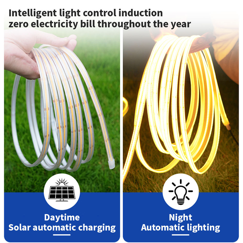 Fitas de Luz Solar para Exterior à Prova d'Água, 16.4FT 300LEDs Fitas LED Alimentadas por Solar e USB com Controle Remoto 3000K Fitas LED Branco Quente