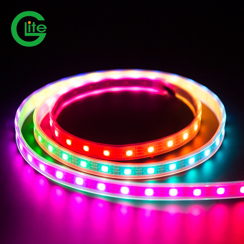 Glite Ws2812 5V 60LED/M 5050 Fita LED Digital Mágica com Externa IC2812 Fita LED RGB para Decoração