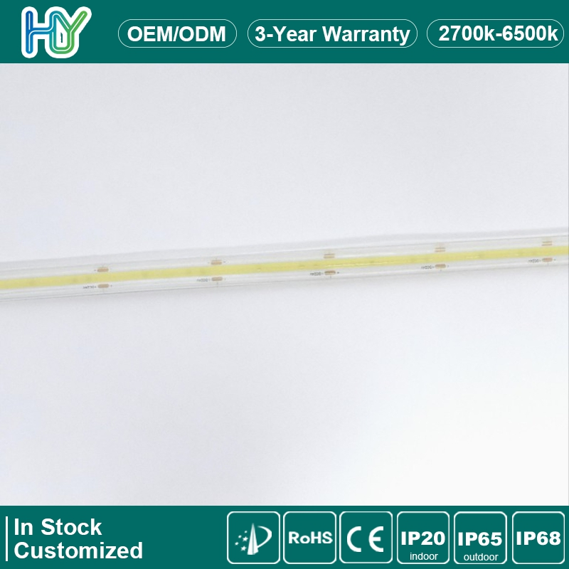 Alta Densidade 480LEDs/M LED Strip COB Sem Ponto 5mm Largura Ra90 Fita LED Flexível Strip de Iluminação COB