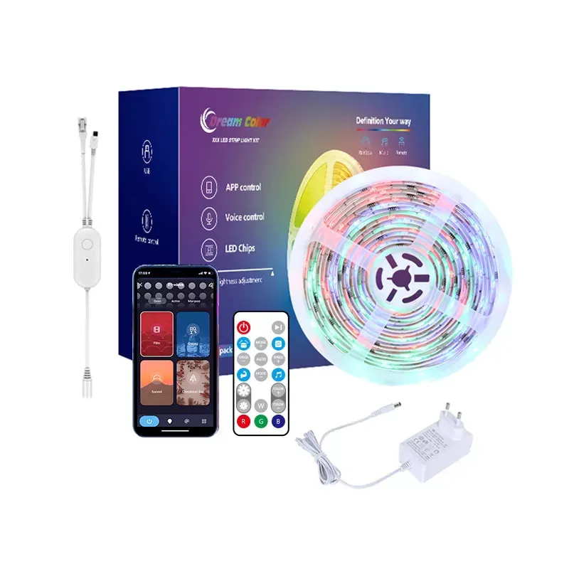 Fita de LED Neon Flexível RGBW Rgbcct Conexão USB Controle WiFi IR Música