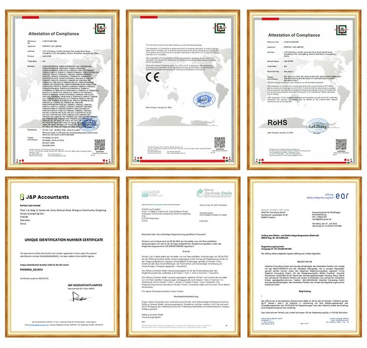Certificados de qualidade UL, CE, ROHS
