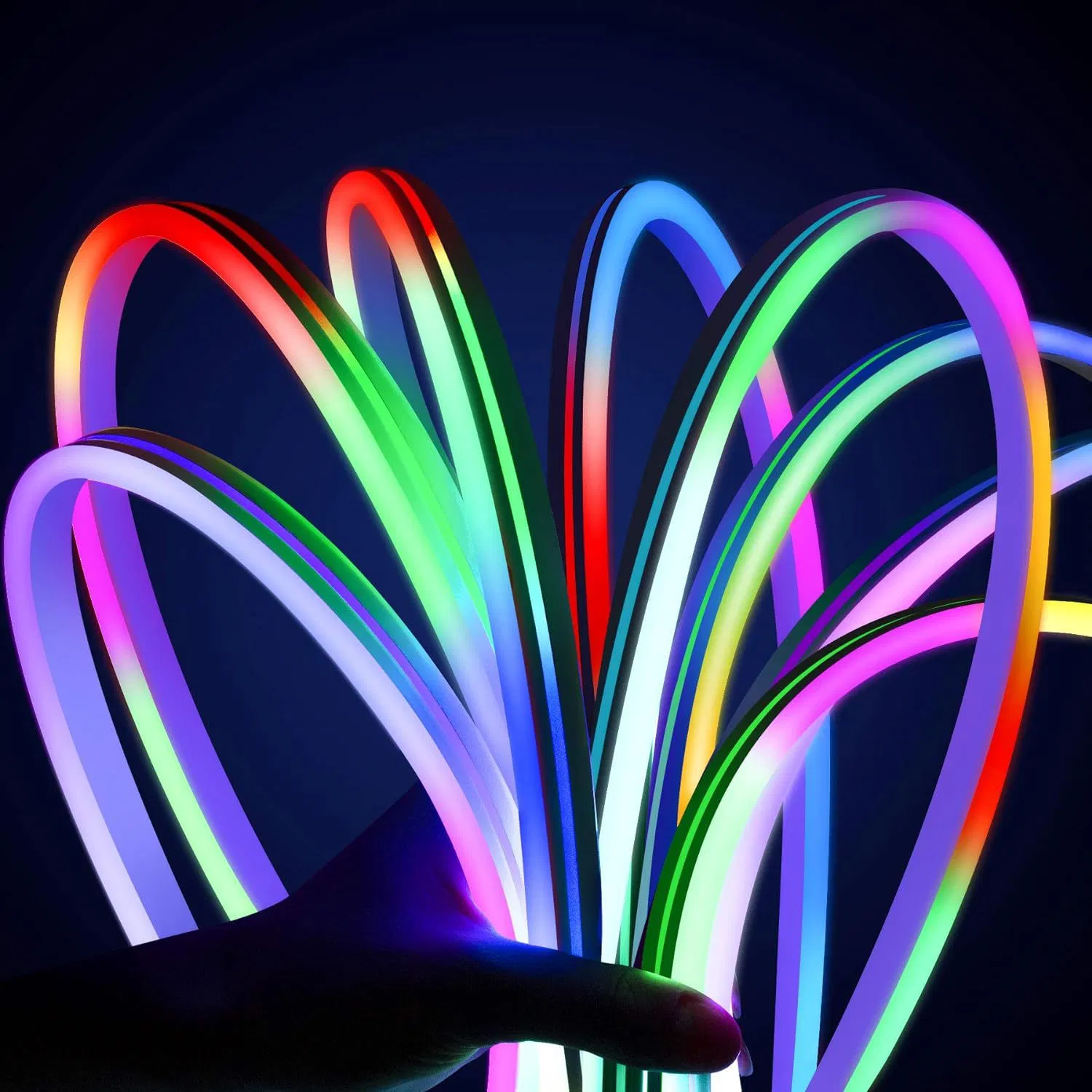 Fita de Luz de Silicone Mágica USB com Controle de Voz 5V Fita de Neon Flexível LED de Mudança de Cor para Atmosfera de Jogo