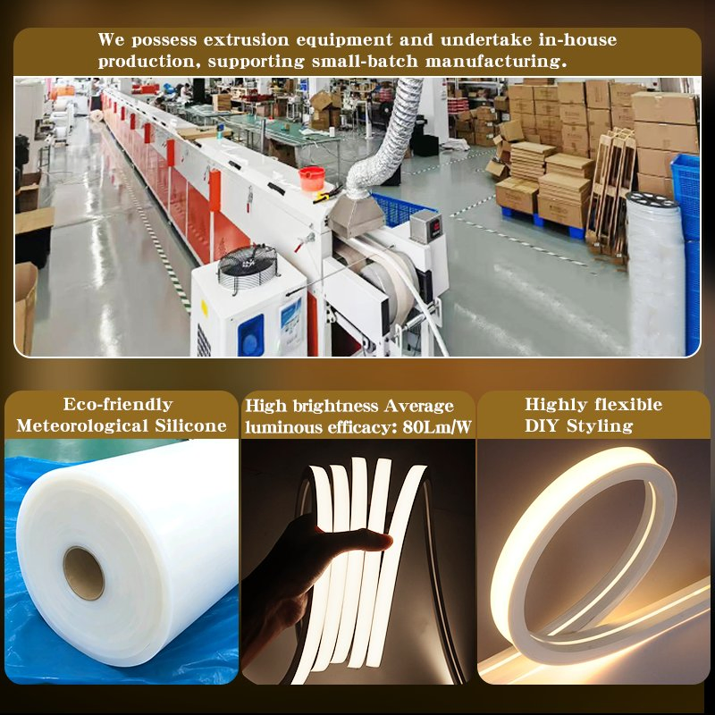 24V IP67 Fita de Luz Neon Flex de Silicone à Prova d'Água, Alto Lúmen 80/90RA Efeito Sem Ponto Decoração de Luz Neon para Interior e Exterior