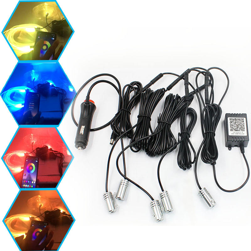 Fita LED RGB para carro, luz interior, decorativa, flexível, tira de atmosfera