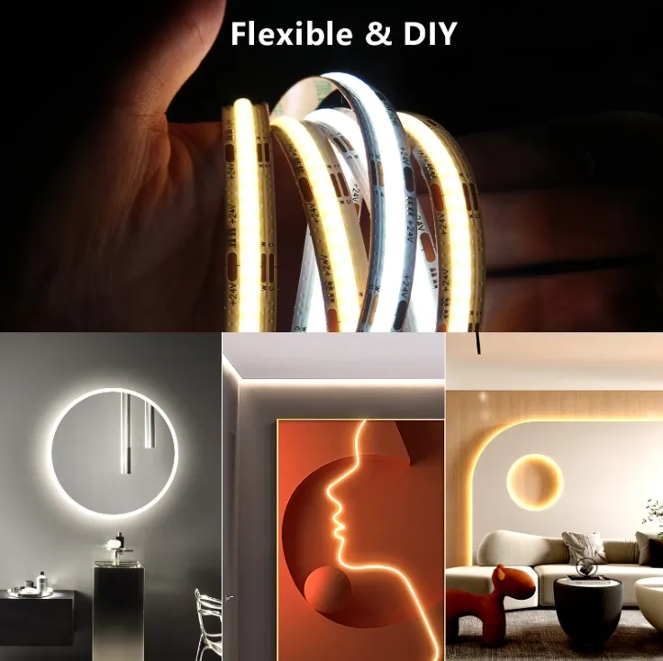 Fita LED COB de Alto Lúmen 5W com Forte Adesivo na Parte de Trás
