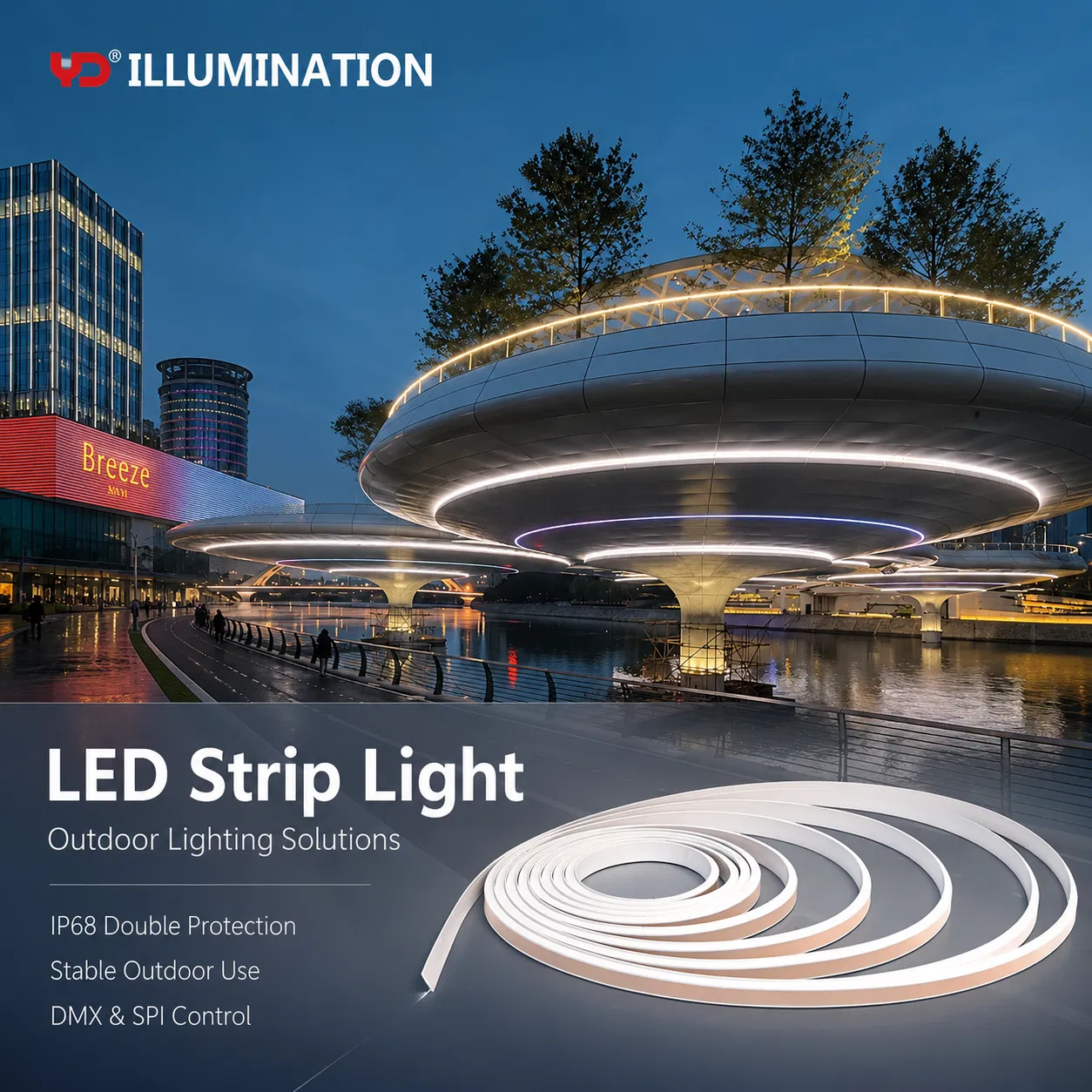 Fita de LED Brilhante e Impermeável para Arquitetura IP68