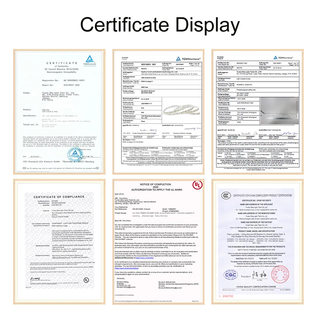 Certificações Fita LED Flexível à Prova d'Água