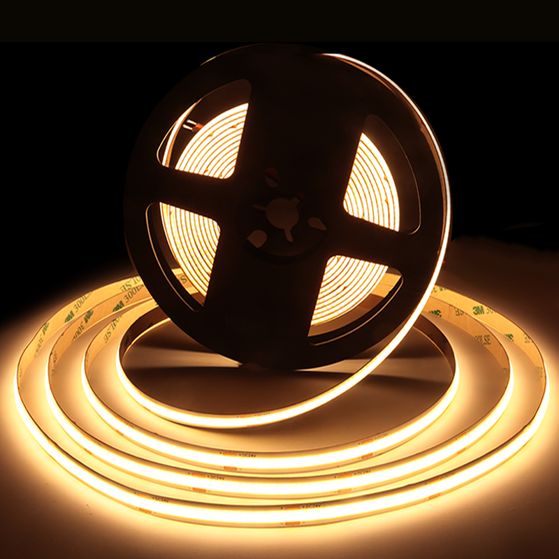 12V 24V Fita de Luz COB Certificada CE, ROHS de Alto Lúmen Flexível Cortável Dimerizável Cores Personalizadas Comprimento Fitas LED para Comercial