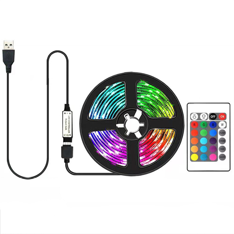 Fita de Luz LED Multicolorida com Retroiluminação, Alimentada por USB, Fita de Luz LED à Prova d'Água Dimerizável para HDTV