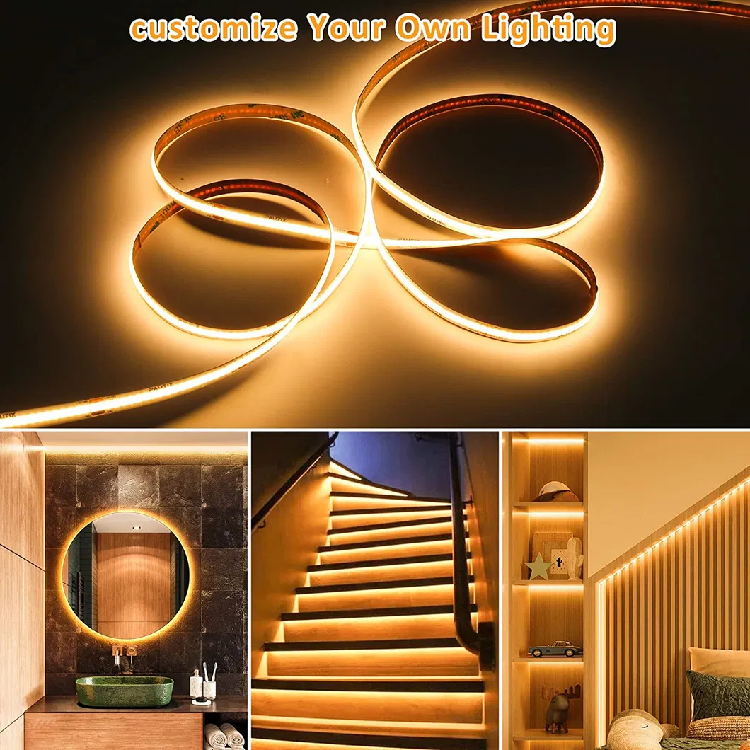 IP20 IP67 8mm 240LED/M DC12V/24V Fita LED COB 3year Garantia