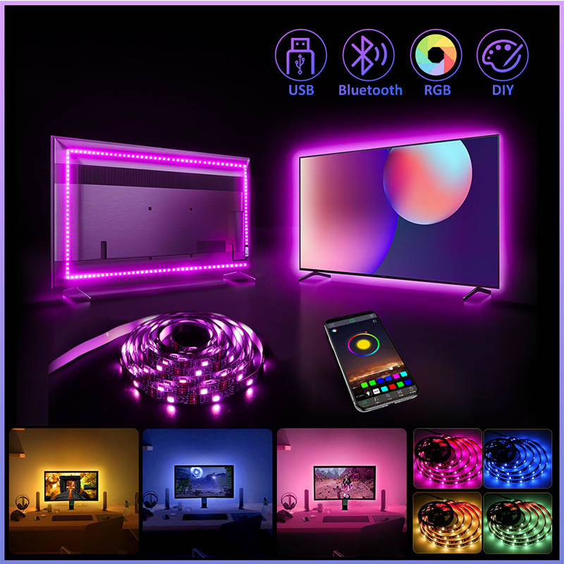 Controle Remoto USB 5V Luz de Fundo da TV do Quarto Fita LED Inteligente Rgbic