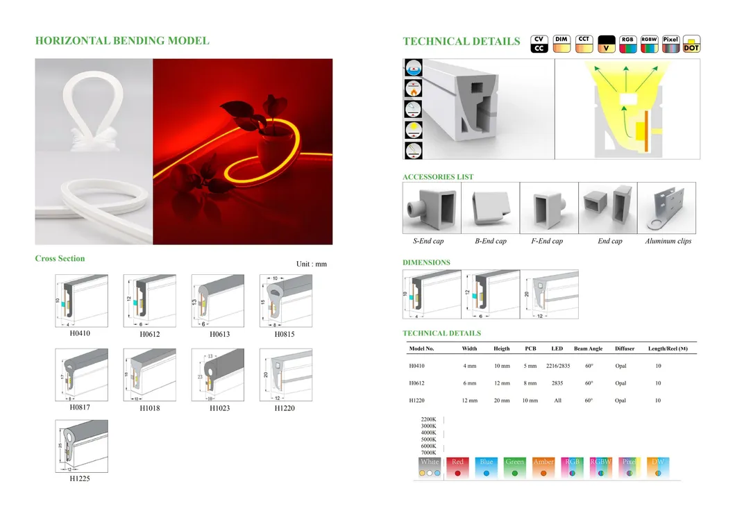 Fita LED Neon Colorida e Impermeável DC12V para Decoração Criativa