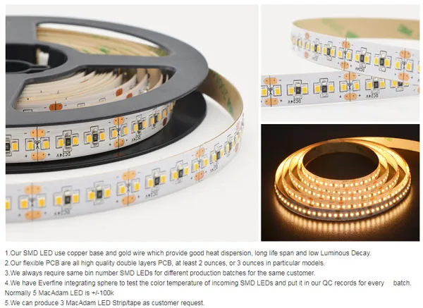 Iluminação Externa 24V 240LEDs/M 5m/Roll Fita de LED SMD 2216 Fita de LED Flexível de Cor Única Personalizada Barra de Luz LED Flexível Ecológica para Decoração