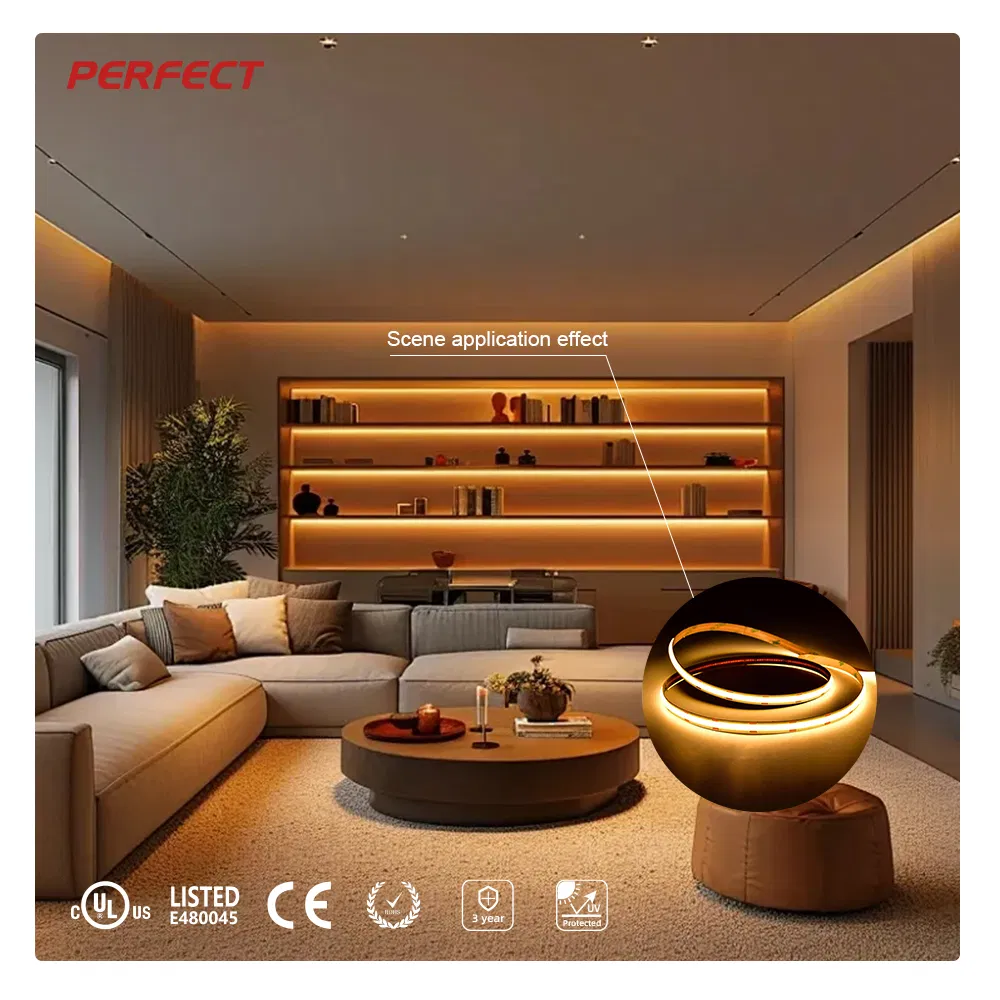 Fita de LED COB flexível de alta densidade 320LED/480LED/528LED DC24V branca