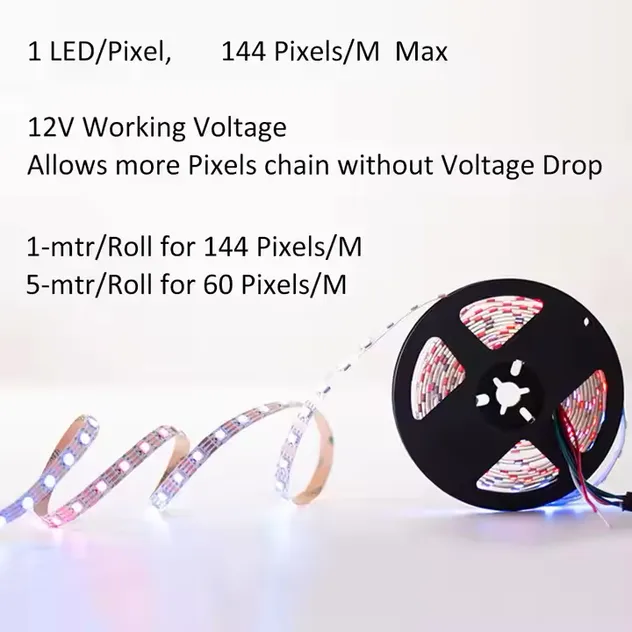 SMD5050 Ws2815 Fita LED inteligente para decoração de sala de jogos