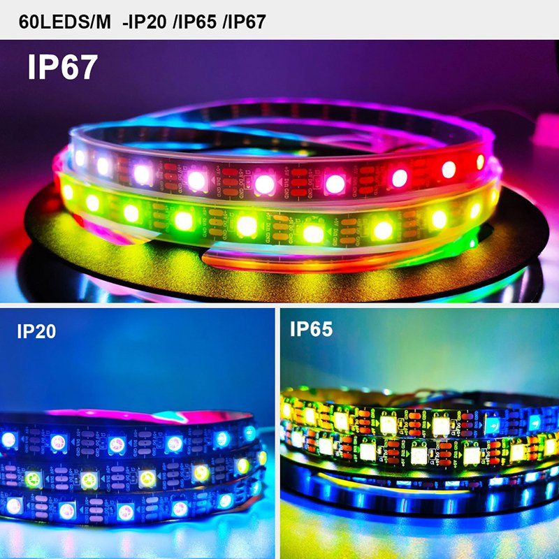 Kit de Fita LED RGB USB Personalizado DC5V por Atacado Ws2812b Fita de Pixel Endereçável com 14keys Controle Remoto para Lâmpada de Armário de TV