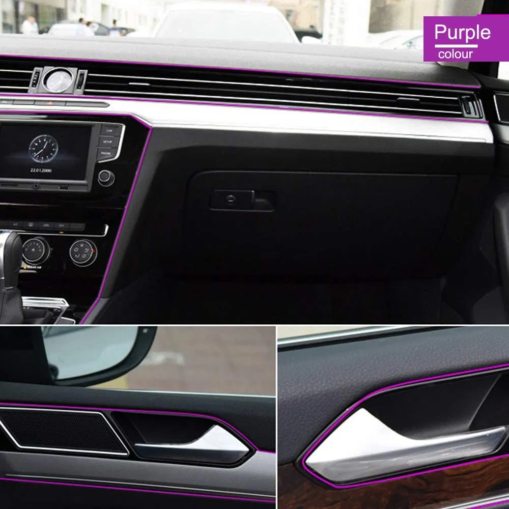 Iluminação Interior de Carro Fita LED Flexível Luz Neon Decorativa para Automóvel