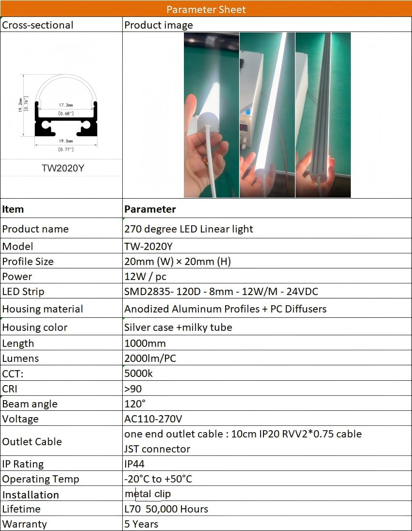 Perfil de Alumínio para Luz de Armário com LED de Montagem Superficial, Fino, para Iluminação de Cozinha e Guarda-Roupa