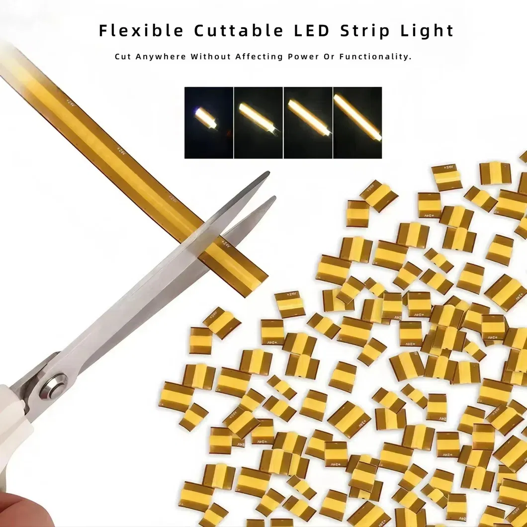 Fita LED COB de Alta Densidade Corte Livre 3000K 4000K 6000K 8mm 400 Chips Strip em Qualquer Lugar