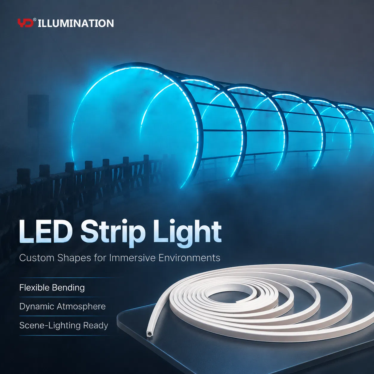 Fita de LED à prova d'água elegante para iluminação de arquitetura ao ar livre