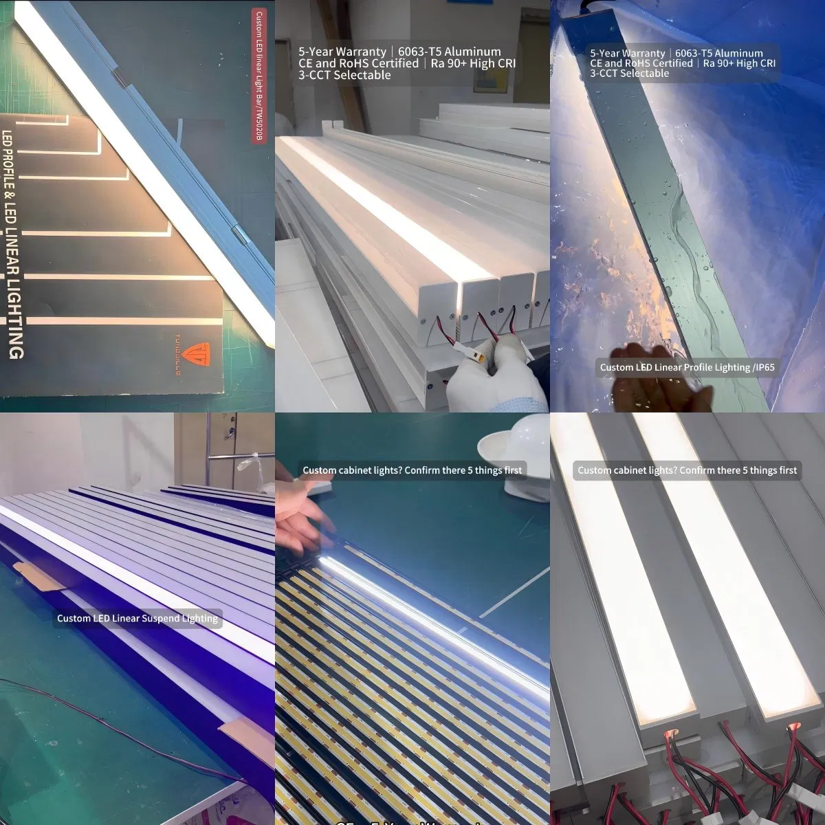 Perfil de Alumínio para Luz de Armário com LED de Montagem Superficial, Fino, para Iluminação de Cozinha e Guarda-Roupa