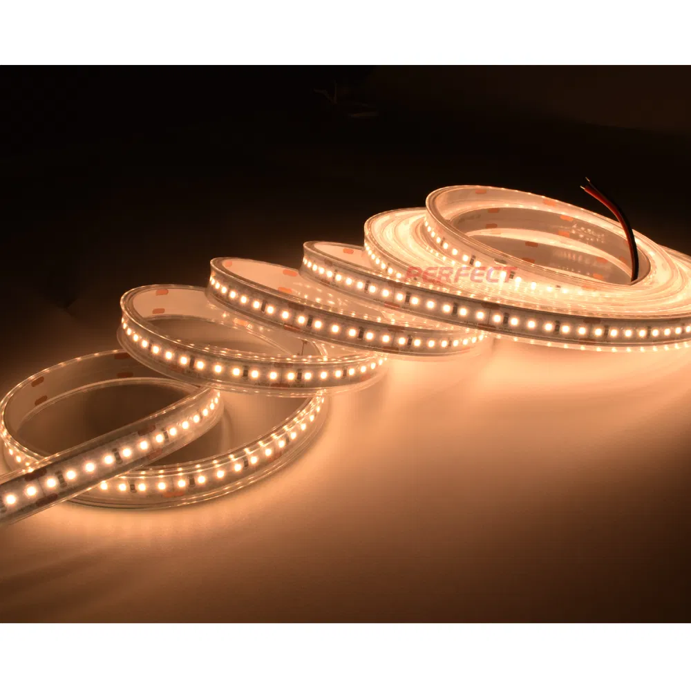 Fita de Luz LED Silicone à Prova d'Água Branca Quente IP67 IP65 com UL CE RoHS para Decoração Comercial SMD2216 180LED