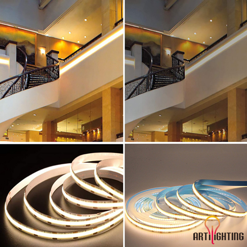 Nova Tecnologia LED de Alta Densidade Flexível Fcob 12V Fita LED COB Flexível para Iluminação Decorativa de Armário, Vitrine, Balcão e Escada