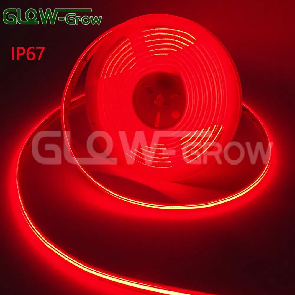 Fita de LED COB flexível vermelha à prova d'água de silicone IP67 para decoração comercial SMD2835