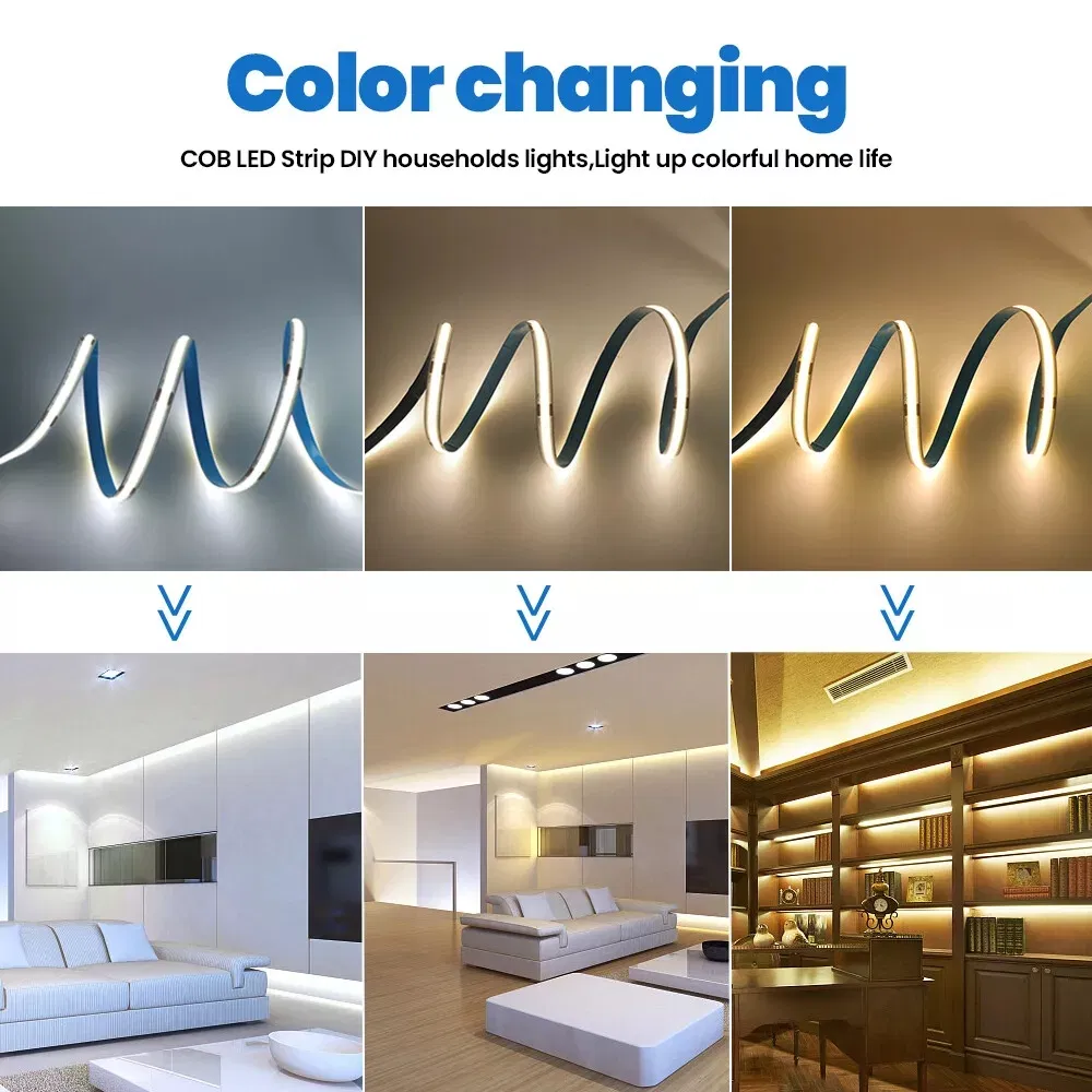 Iluminação de Decoração Interior Personalizável à Prova d'Água IP68 Fita de LED COB