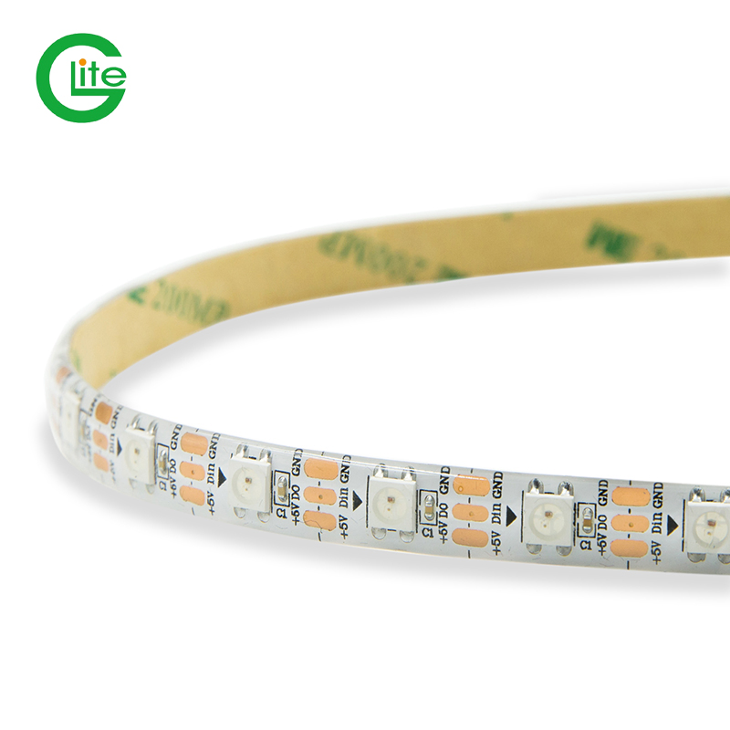 Glite Ws2812 5V 60LED/M 5050 Fita LED Digital Mágica com Externa IC2812 Fita LED RGB para Decoração