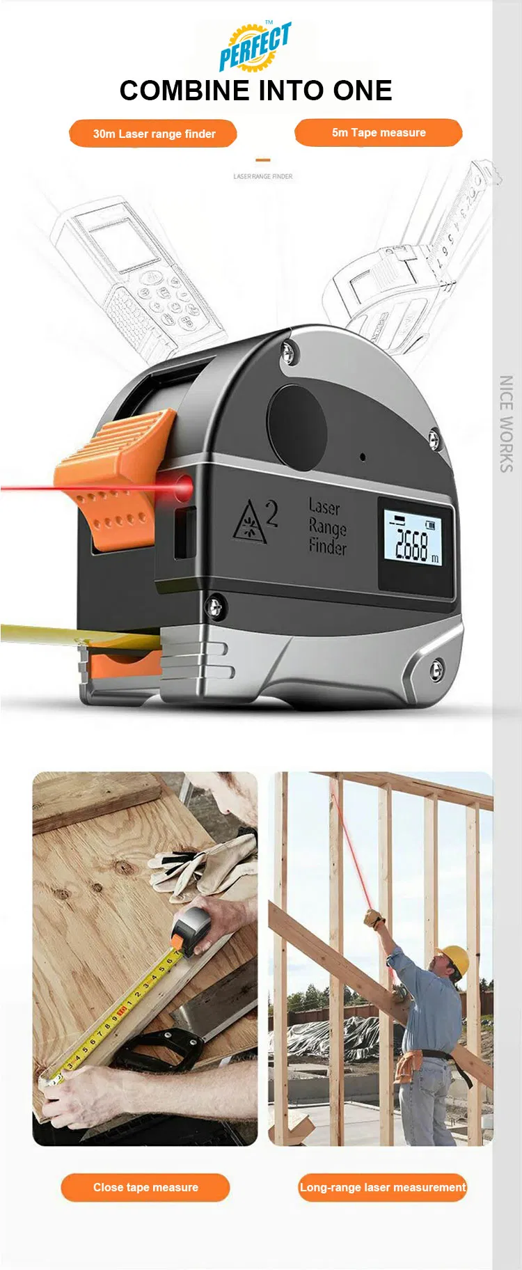 30m Nova Fita Métrica a Laser - Visualização Detalhada 4