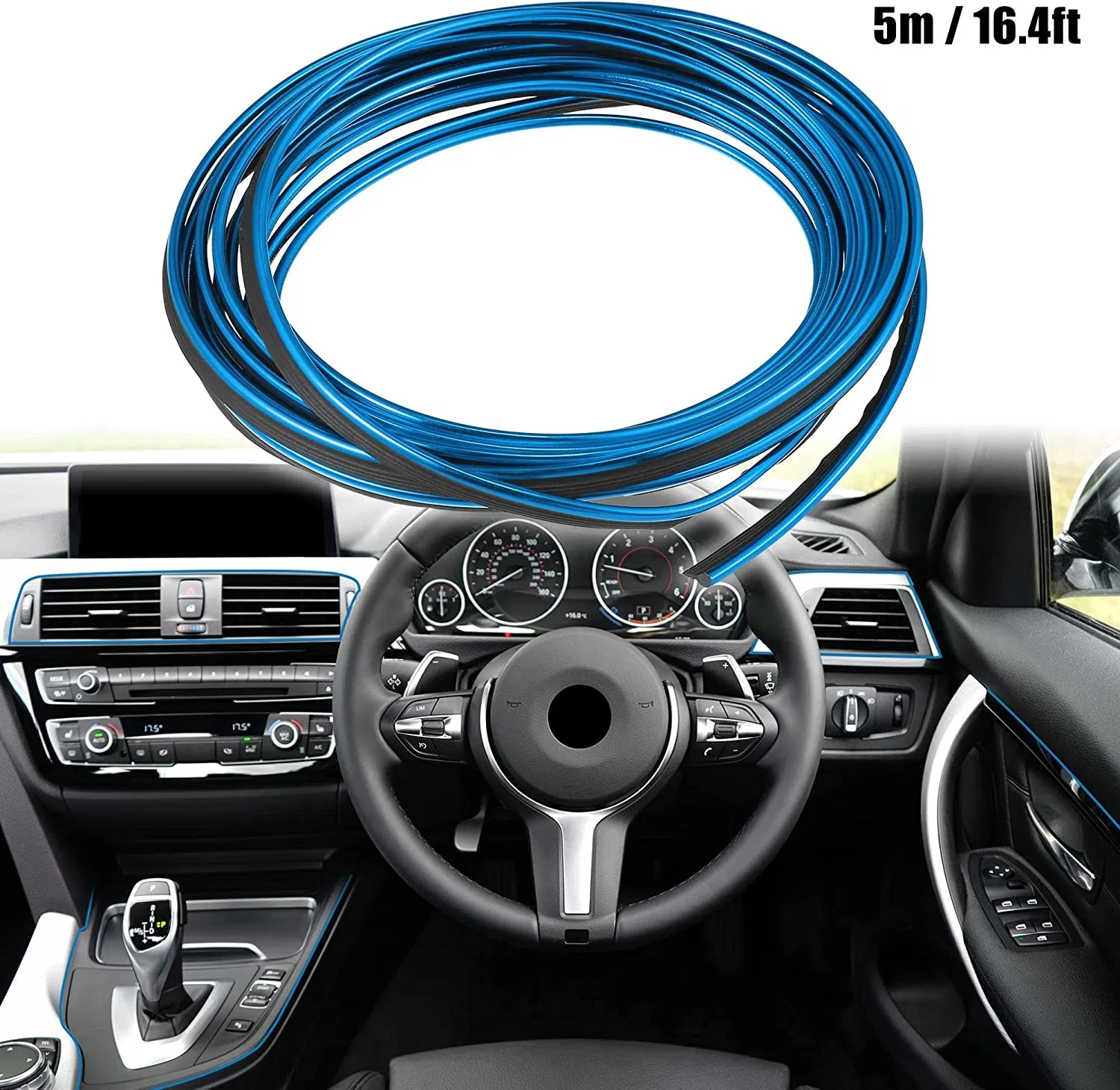 Iluminação Interior de Carro Fita LED Flexível Luz Neon Decorativa para Automóvel