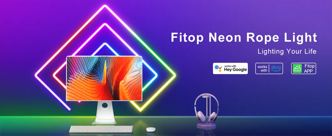 Fita de Luz de Silicone Mágica USB com Controle de Voz 5V Fita de Neon Flexível LED de Mudança de Cor para Atmosfera de Jogo