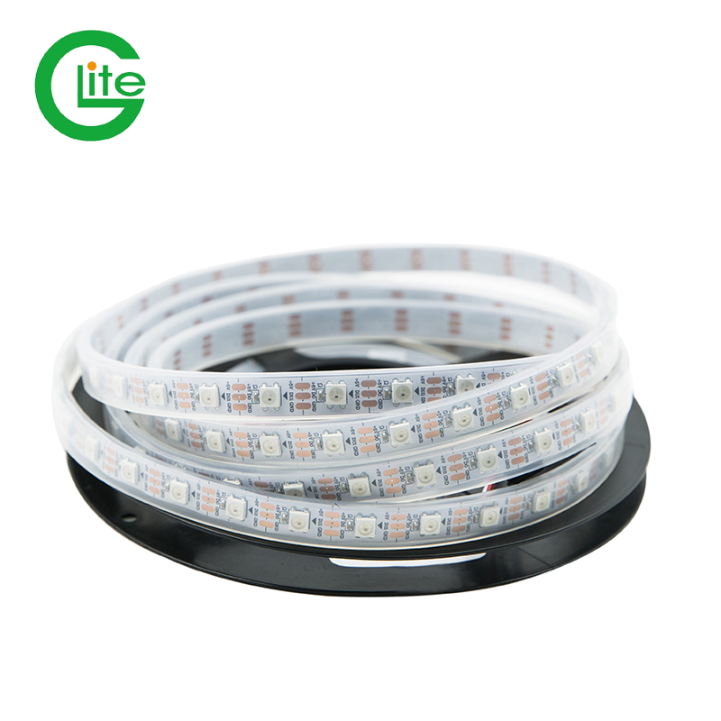 Glite Ws2812 5V 60LED/M 5050 Fita LED Digital Mágica com Externa IC2812 Fita LED RGB para Decoração