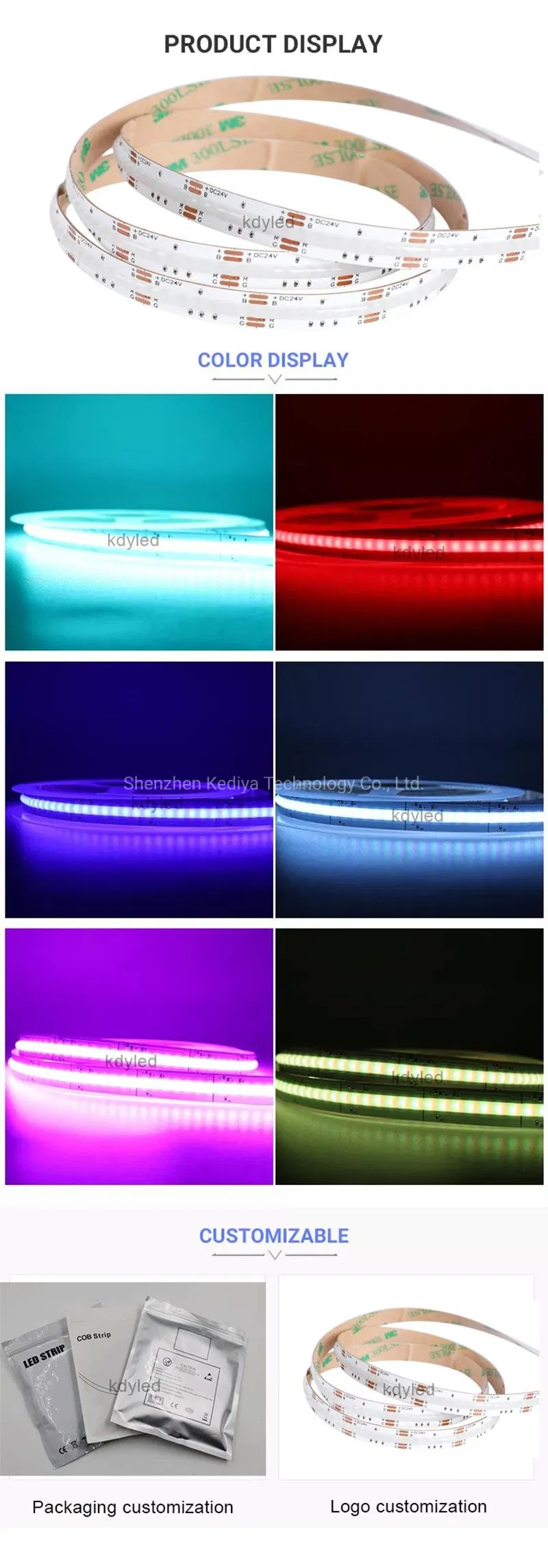Sonho Comercial Totalmente Colorido RGBW DC12V 24V Mágico Digital Sem Ponto de Luz RGB IC Macio 768/M 756/M Inteligente Endereçável RGB COB Fitas LED