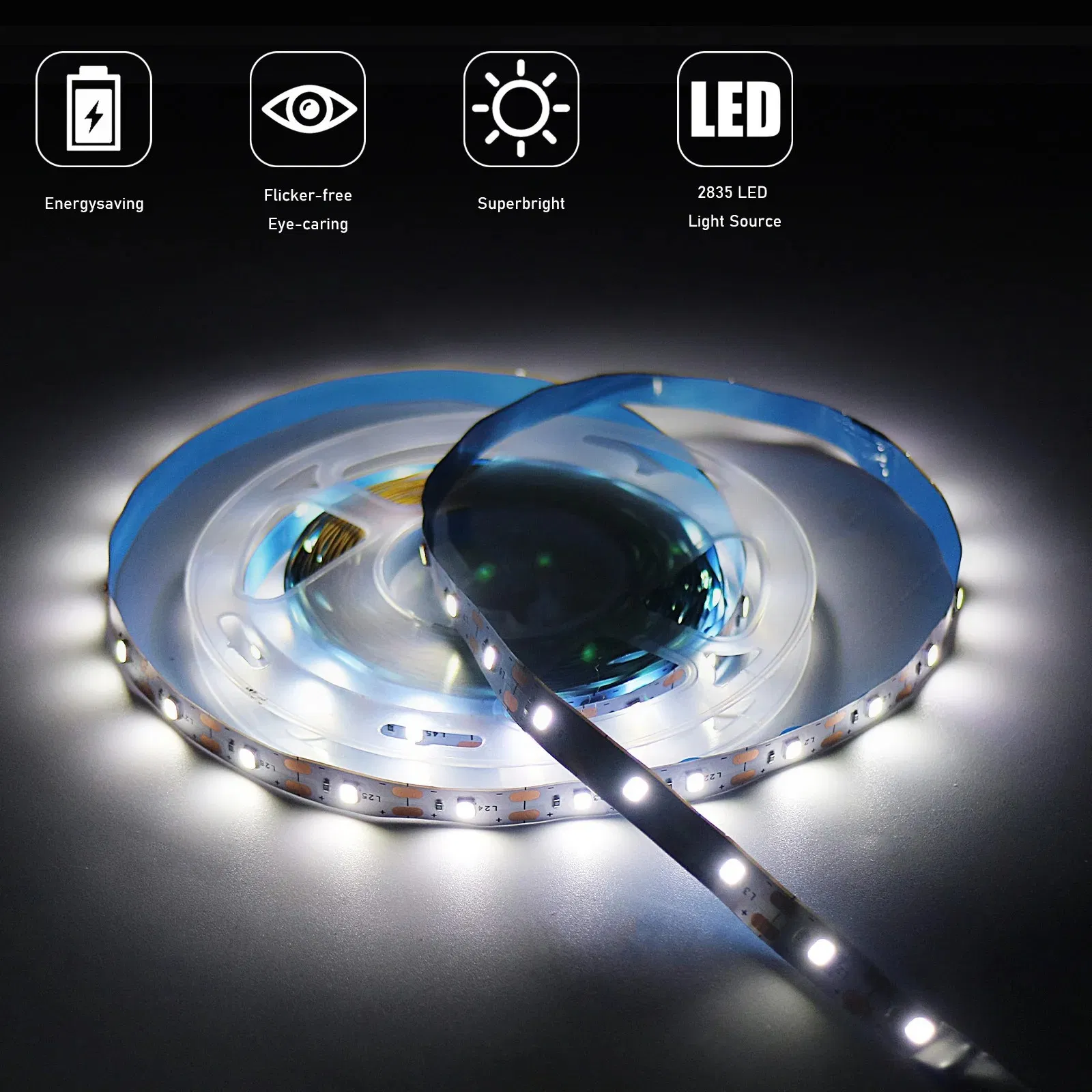5V Fitas de LED USB 2835 Fita de Iluminação Flexível SMD Cortável com Interruptor para TV, Espelho, Armário, Decoração de Quarto