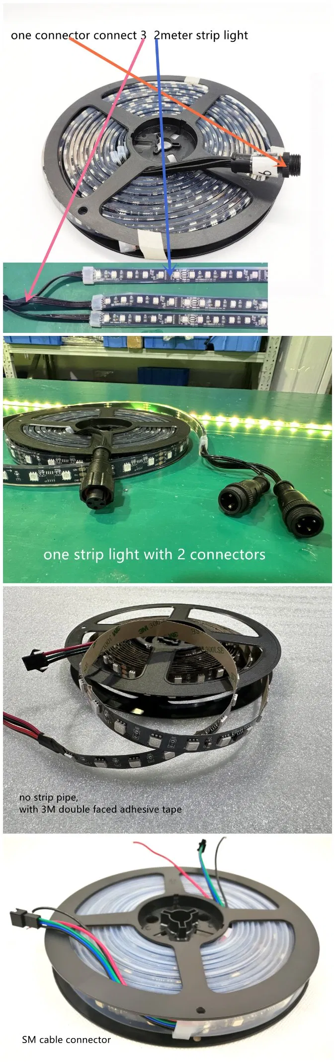 24V 12V SMD 5050 Fita LED Flexível RGB Endereçável DMX512 60LED/M IP68 Controle DMX Inteligente 10m/Roll 5m/Roll
