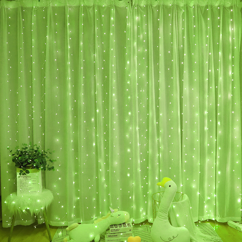 Cortina de Fios de Cobre com Fita de LED 3m X 3m, 300 LEDs, Alimentação USB, 8 Modos Controle Remoto Decoração de Luz de Janela Segura (Azul)