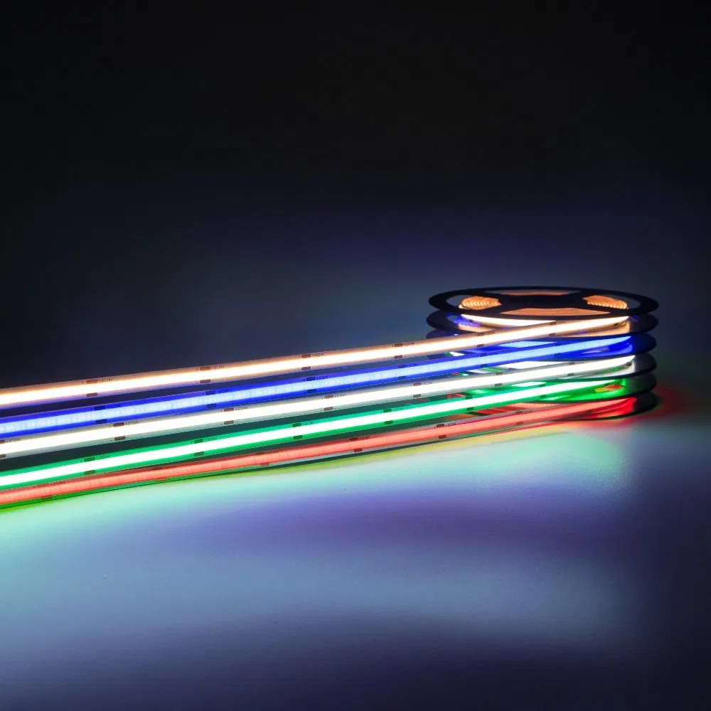 Iluminação Linear COB LED Flexível de Alta Densidade Dimerizável DC12V 24V Faixa de LED COB de Baixa Queda de Tensão
