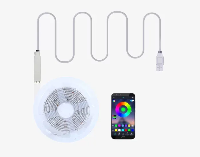 Fita de Luz LED Neon Inteligente Flexível RGB 5V Bluetooth para Música Automotiva para Teto, Cozinha e Quarto