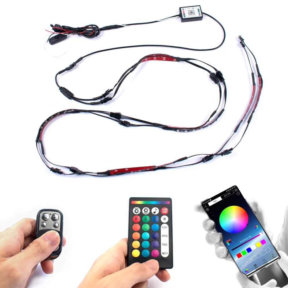 Fita de Luz LED RGB Auxiliar Decorativa para Motocicleta à Prova d'Água IP68