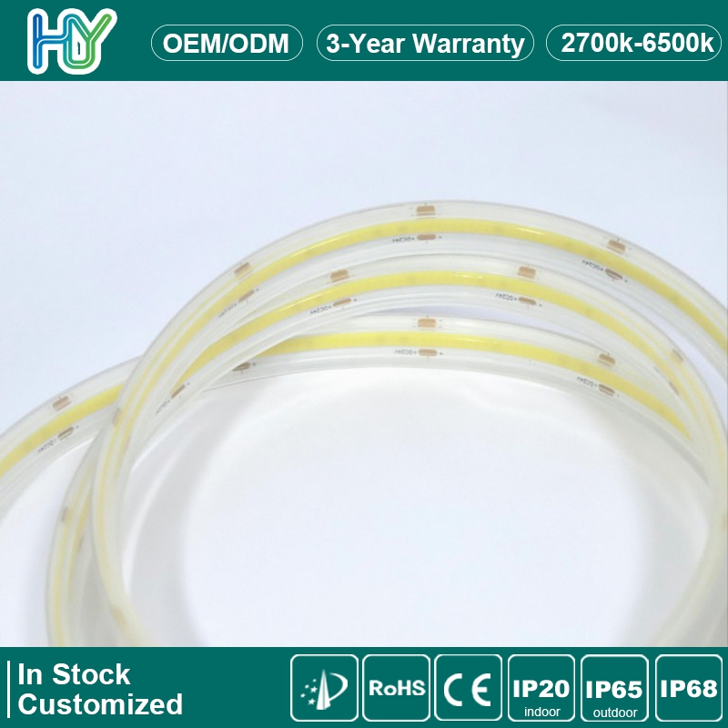 Alta Densidade 480LEDs/M LED Strip COB Sem Ponto 5mm Largura Ra90 Fita LED Flexível Strip de Iluminação COB