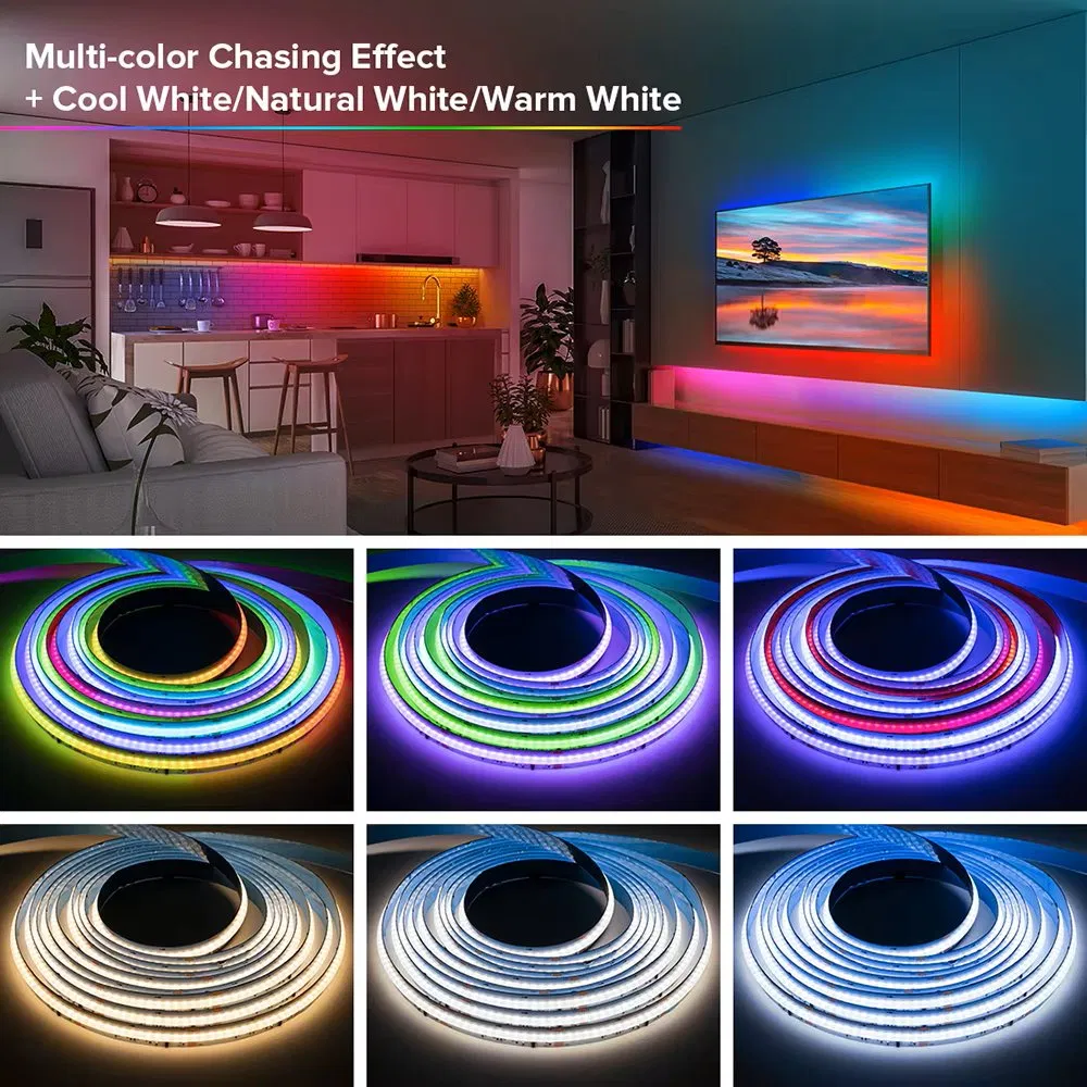Fita de LED COB Spi RGBW IC Ws2814 784 LEDs DC24V Rgbic Flexível COB Digital LED Pixel Strip