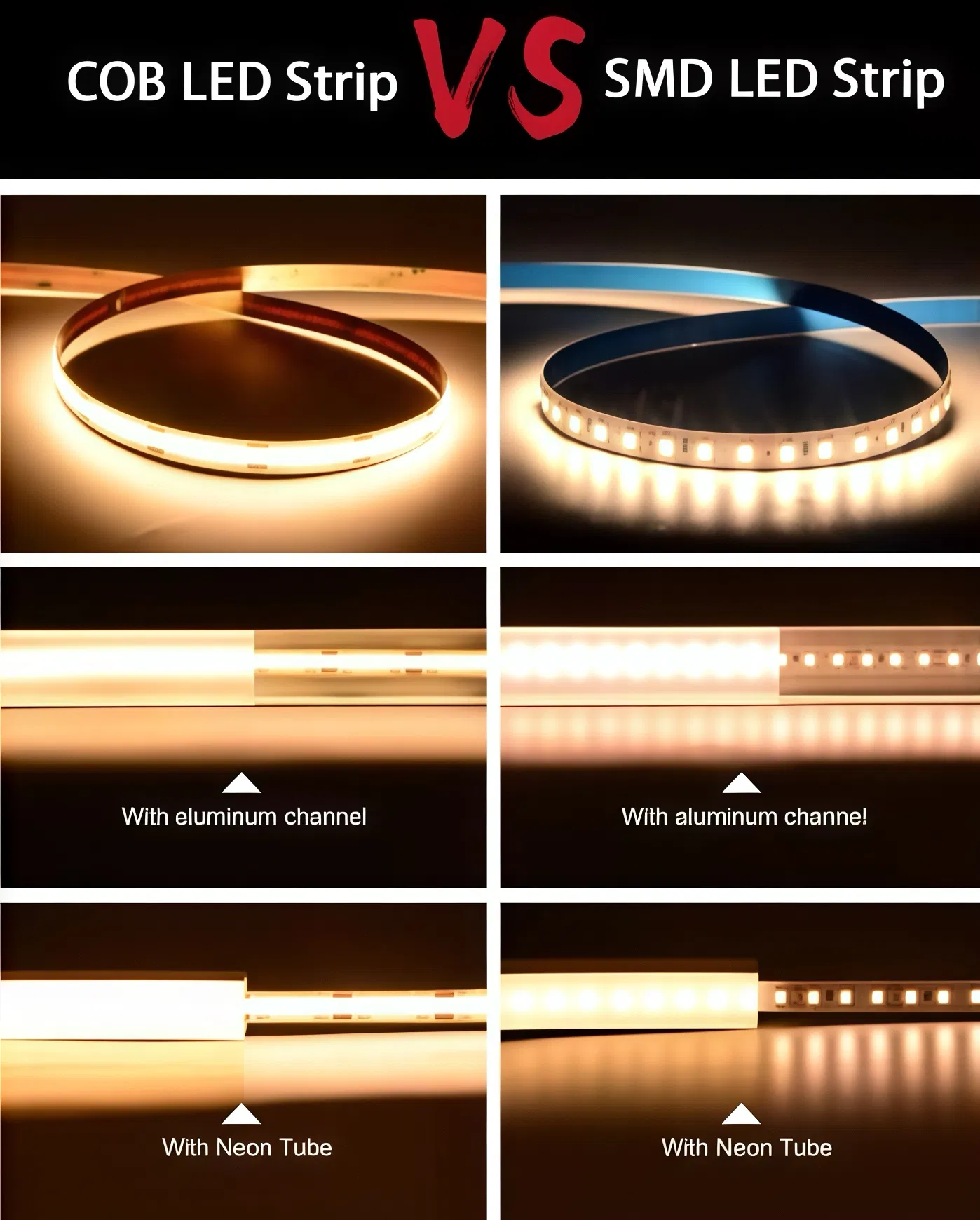 Fita LED COB de Alto Lúmen 5W com Forte Adesivo na Parte de Trás